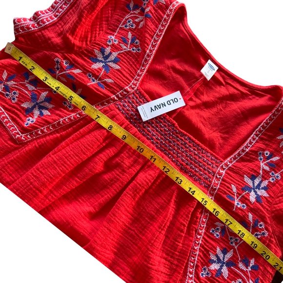 🌸4/$50🌸 NEW Old Navy Gauze Cotton Dress with Embroidery Detailing - Picture 9 of 16